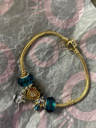 Pulseira Pandora Dourada com Pingentes Disney