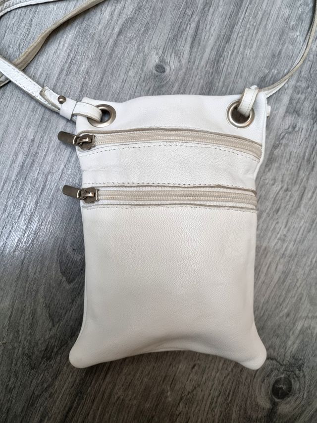 Bolsito de Piel Genuina Vintage - Blanco