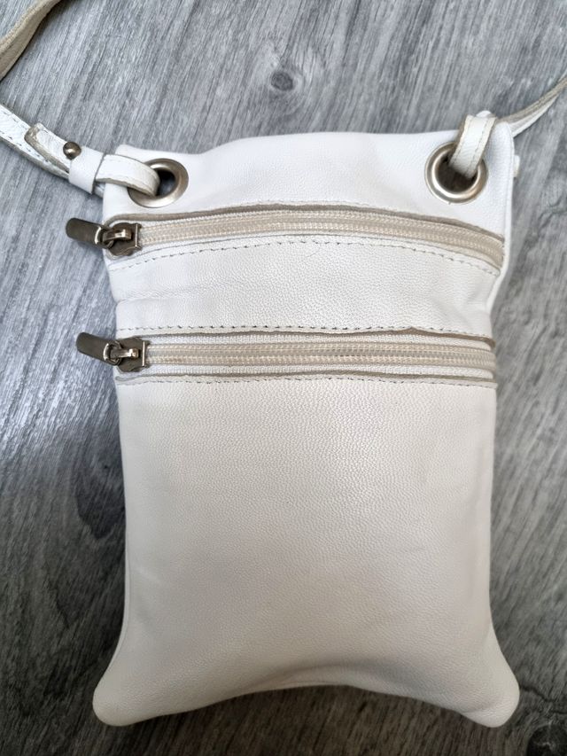 Bolsito de Piel Genuina Vintage - Blanco