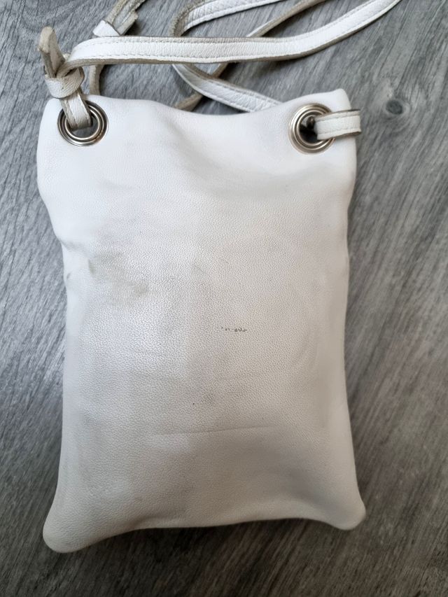 Bolsito de Piel Genuina Vintage - Blanco