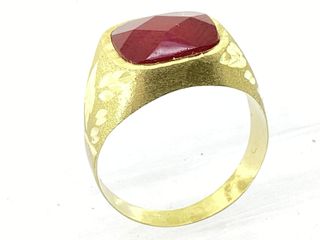 sello oro 18k con piedra con circonita