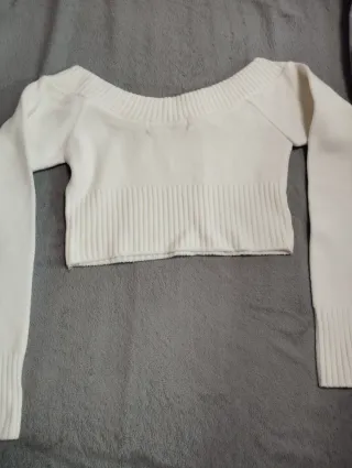 Jersey blanco escote barco talla xs