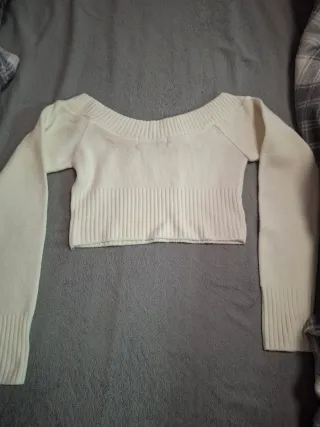 Jersey blanco escote barco talla xs