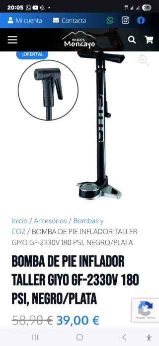 Inflador Bici/Moto Profesional con Manómetro