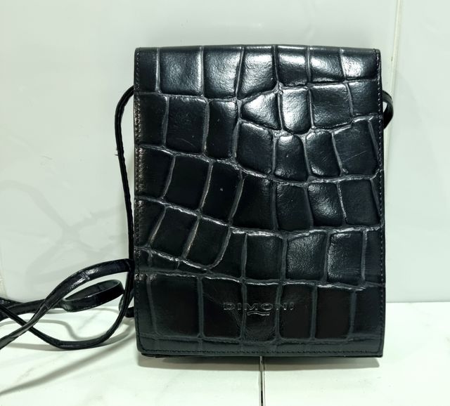 Bolsito de Piel Genuina Vintage - Negro