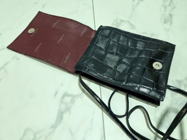 Bolsito de Piel Genuina Vintage - Negro