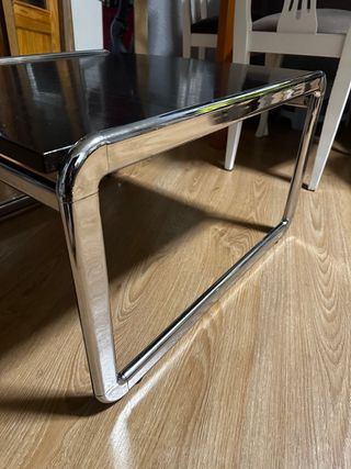 Mesa de centro cristal y metal