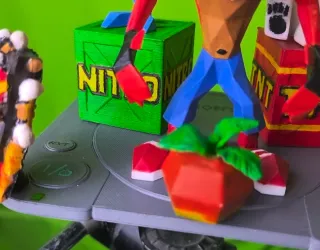 Modellino Crash Bandicoot e amici con Base ps1