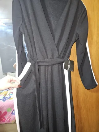 Mono M&S Negro con Raya Blanca