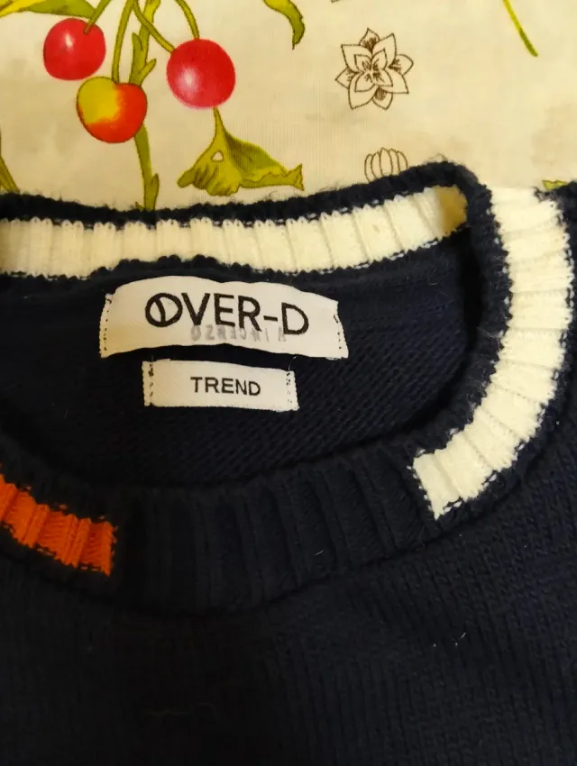 Maglione OVER-D blu con mano arancione taglia M