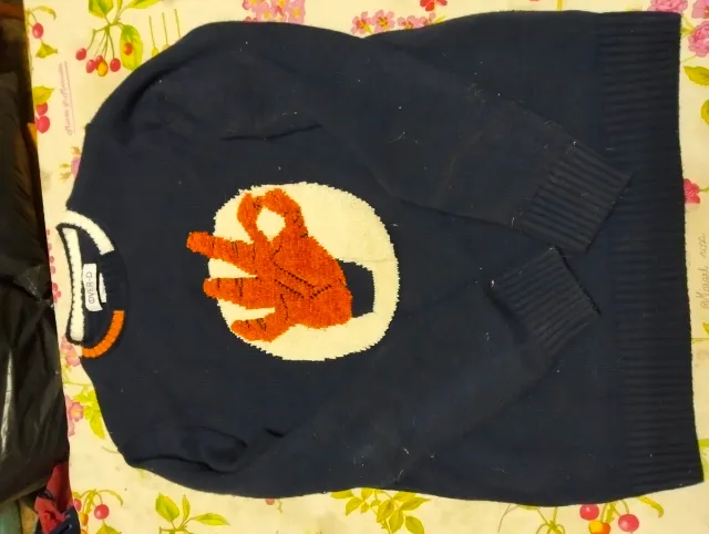 Maglione OVER-D blu con mano arancione taglia M