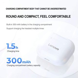 Lenovo LP40 auriculares inalámbricos , cascos Bluetooth, Control táctil, blanco