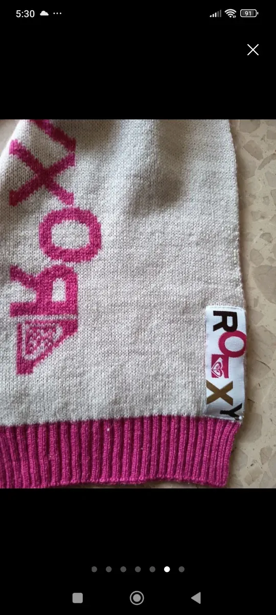 Gorro y bufanda Roxy, rosa y blanco