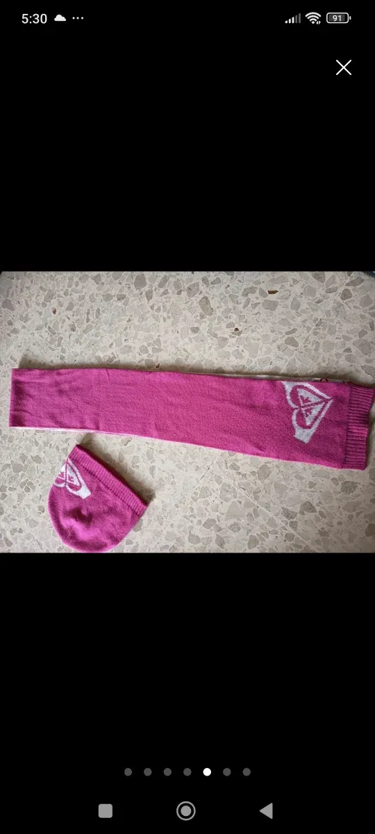 Gorro y bufanda Roxy, rosa y blanco