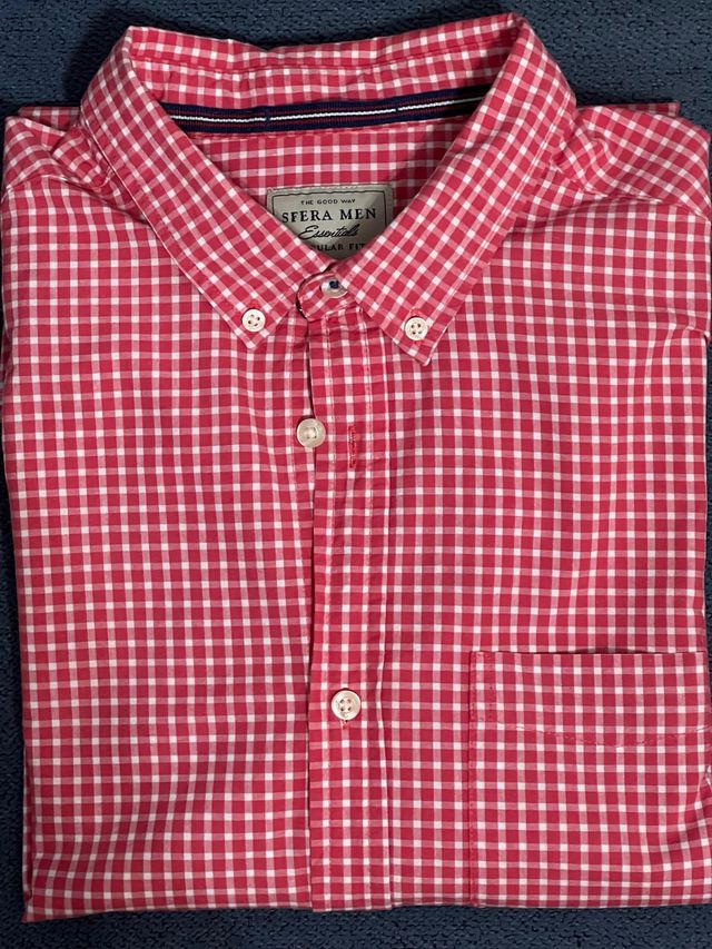 Camisa Sfera Men cuadros blanco y rojo