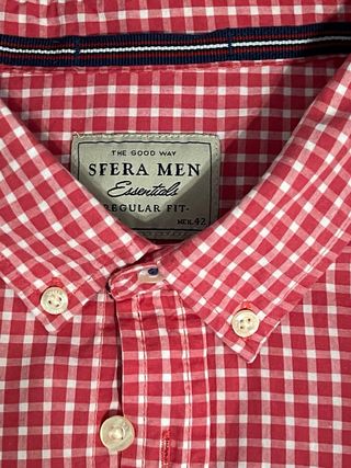 Camisa Sfera Men cuadros blanco y rojo
