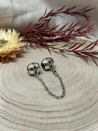 Cadena Seguridad Esfera Corazones Plata y Oro