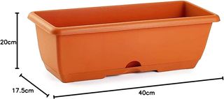 12 Jardinera Balconera Plástico con Plato 40cm