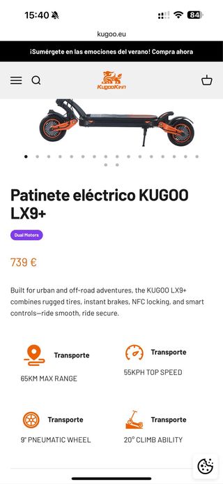 Patinete Eléctrico potente seminuevo