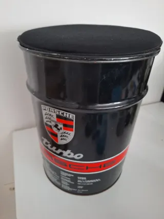 Taburete, cubo,Bidon aceite Porsche turbo vintage
