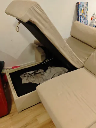 Sofa chaiselongue beige reclinable grande sillón