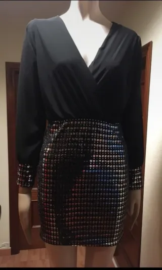 Vestido fiesta negro lentejuelas
