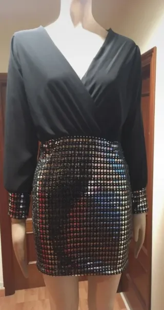 Vestido fiesta negro lentejuelas