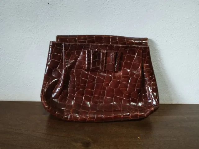 Borsa Furla vintage effetto coccodrillo marrone