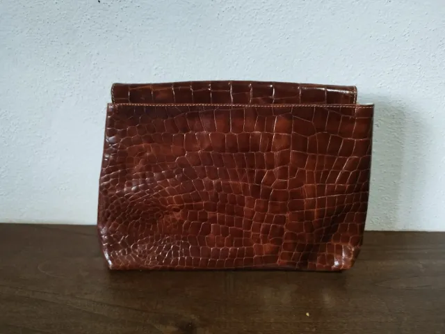 Borsa Furla vintage effetto coccodrillo marrone