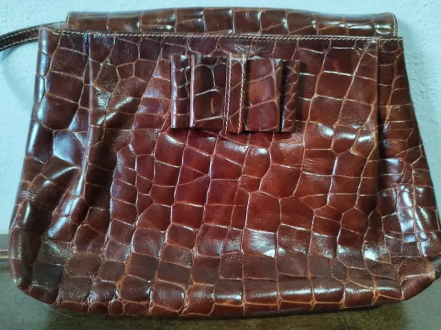Borsa Furla vintage effetto coccodrillo marrone
