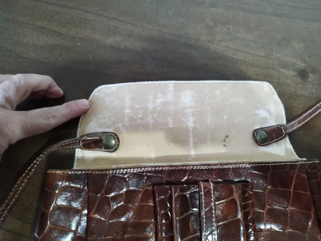 Borsa Furla vintage effetto coccodrillo marrone