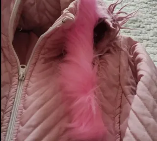 Giubbotto lungo rosa con cappuccio