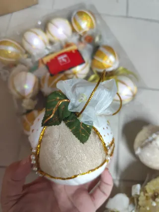 Palline Natale Fatte a Mano Oro Bianco