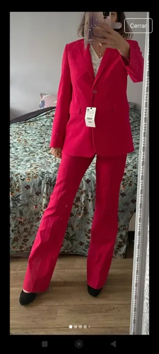 Traje Blazer/Pantalón T. S/M Rosa Fucsia. Zara