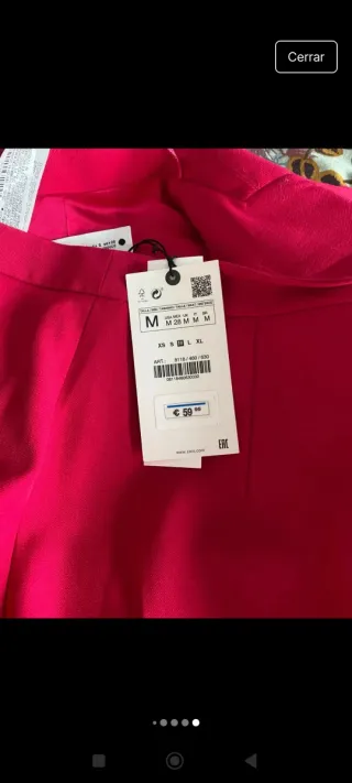 Traje Blazer/Pantalón T. S/M Rosa Fucsia. Zara