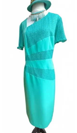 Vestido fiesta verde azulado