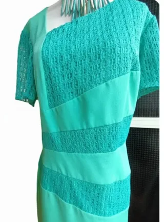 Vestido fiesta verde azulado