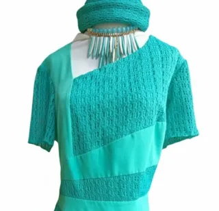 Vestido fiesta verde azulado