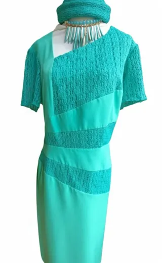 Vestido fiesta verde azulado