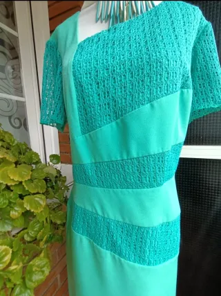 Vestido fiesta verde azulado