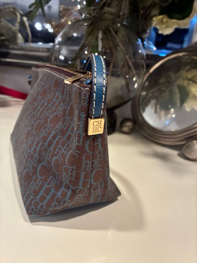 Borsa Carolina Herrera Marrone e Blu Elettrico