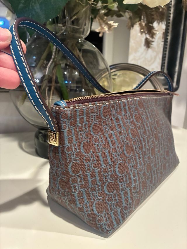 Borsa Carolina Herrera Marrone e Blu Elettrico
