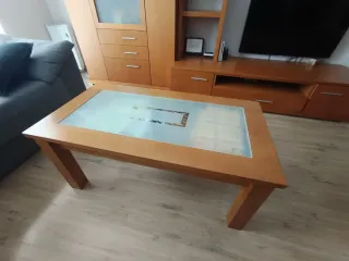 Mesa de comedor cristal y madera