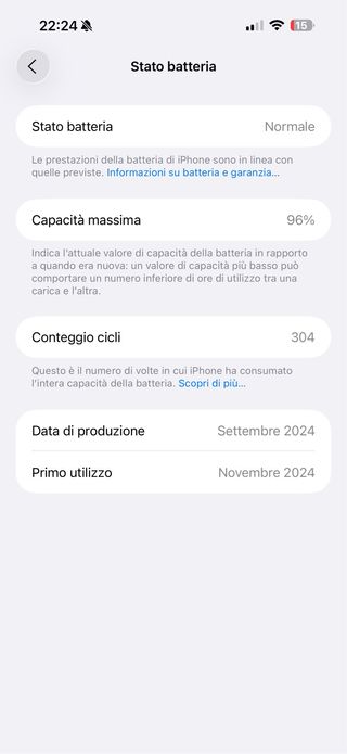 iPhone 16 Pro Max - Batteria 96%