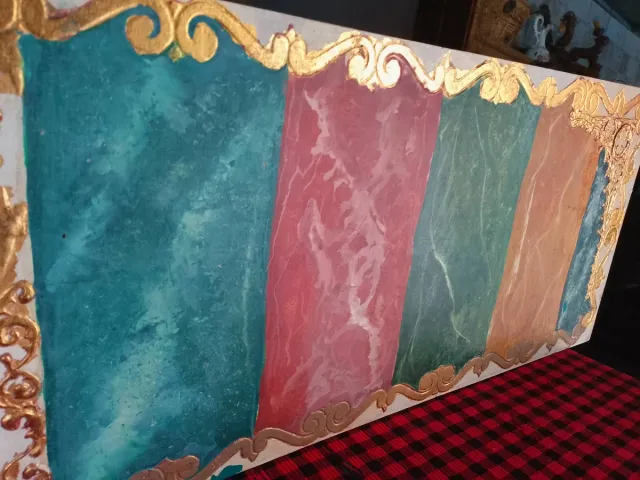 Tablón antiguo pintado a mano Mater Dei