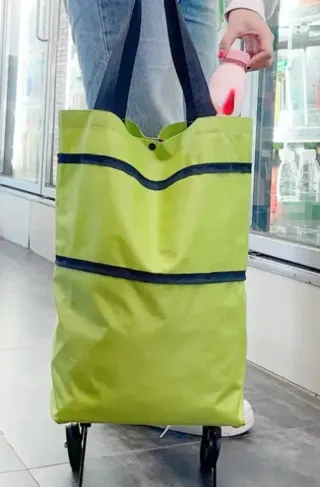 Carrito de la compra plegable verde