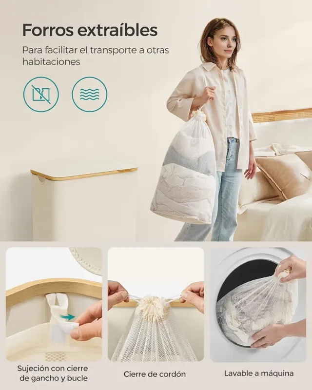 Cesto para ropa sucia 3 compartimentos