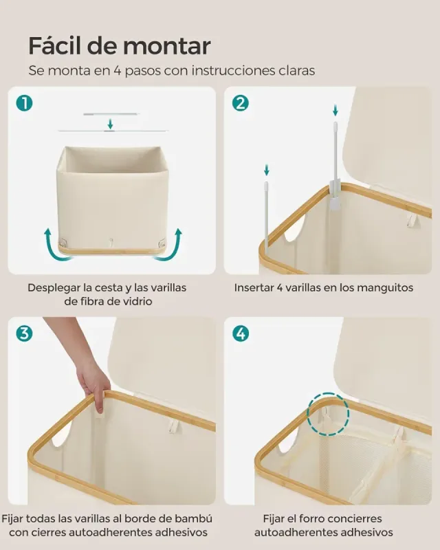 Cesto para ropa sucia 3 compartimentos