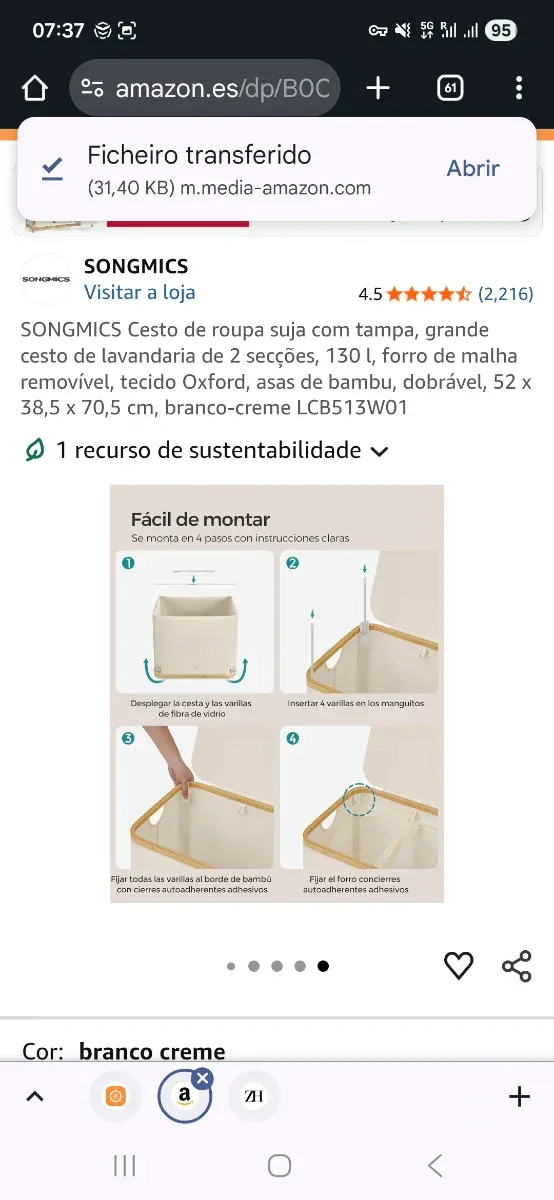 Cesto para ropa sucia 3 compartimentos