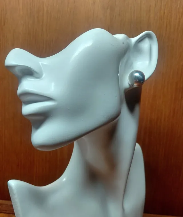 Pendientes Plata Ley Media Bola 12mm